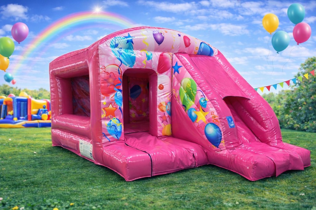 Pink Party combo with slide 12x18ft bouncy castle