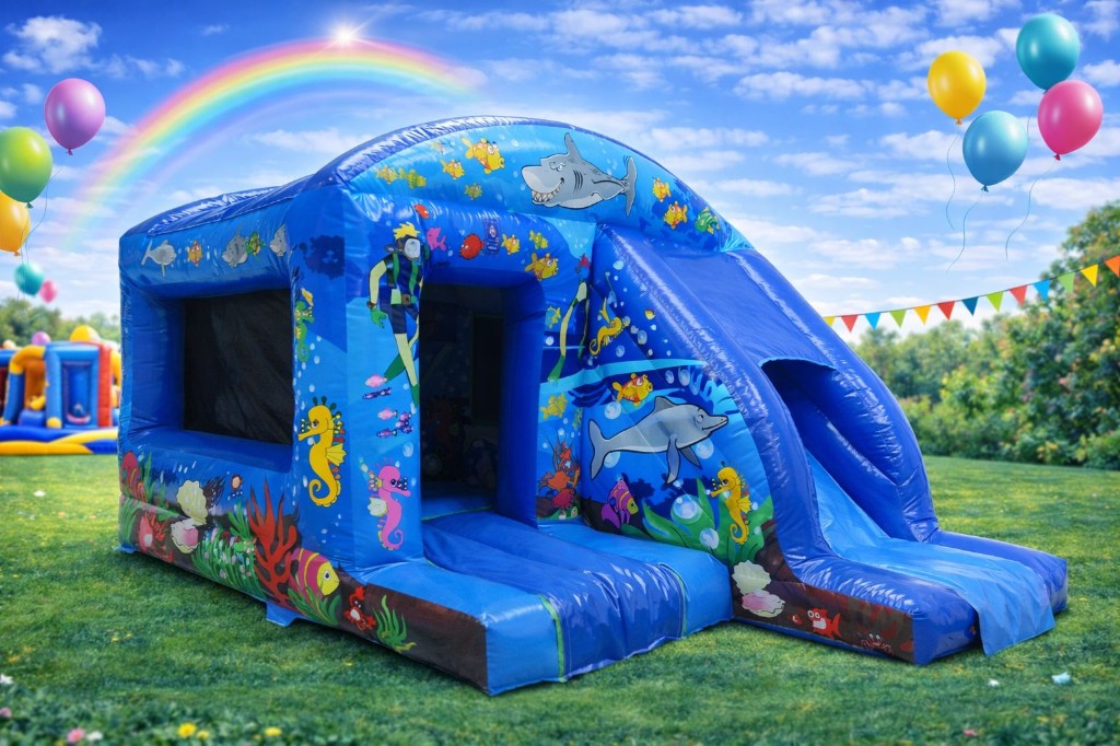 Undersea combo with slide 12x18ft bouncy castle